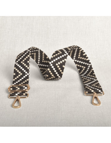 Zigzag bag strap with carabiners - Black