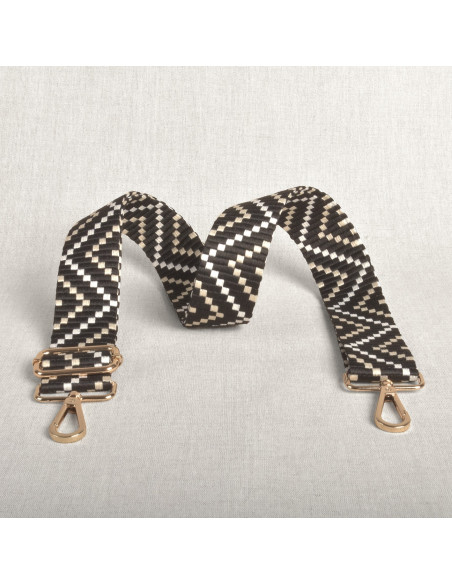 Zigzag bag strap with carabiners - Black