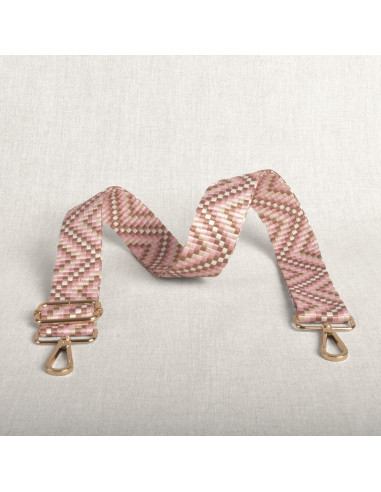 Zigzag bag strap with carabiners - Pink
