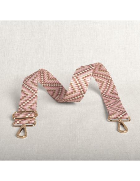 Zigzag bag strap with carabiners - Pink