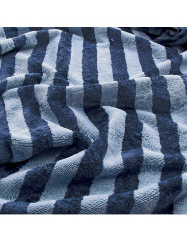 Striped bamboo micro terry fabric - Baltic and indigo