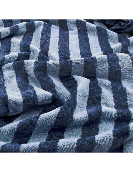 Striped bamboo micro terry fabric - Baltic and indigo