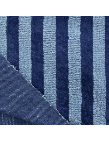 Striped bamboo micro terry fabric - Baltic and indigo