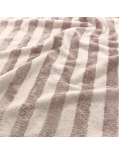 Striped bamboo micro terry fabric - Ecru and pebble