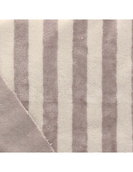 Striped bamboo micro terry fabric - Ecru and pebble