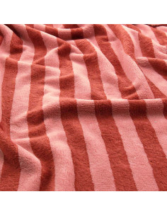 Striped bamboo micro terry fabric - Marsala and paprika