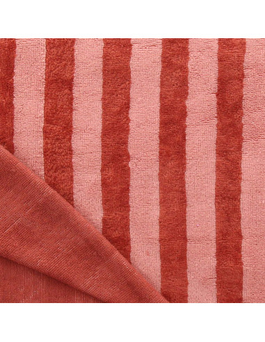 Striped bamboo micro terry fabric - Marsala and paprika