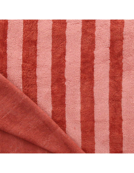 Striped bamboo micro terry fabric - Marsala and paprika