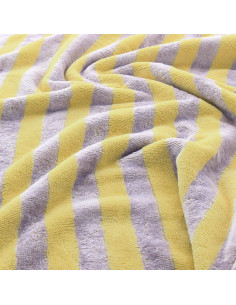 Striped bamboo micro terry fabric - Lemon and lilac