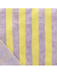 Striped bamboo micro terry fabric - Lemon and lilac 2
