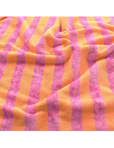 Striped bamboo micro terry fabric - Melon and candy