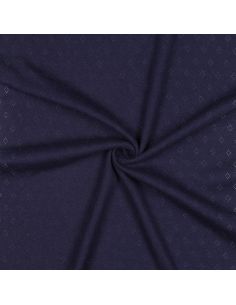 Pointelle knit jersey fabric - Navy blue 2