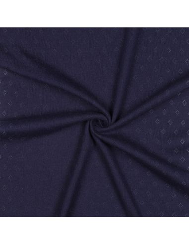 Pointelle knit jersey fabric - Navy blue