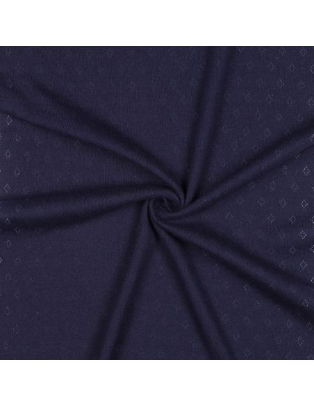 Pointelle knit jersey fabric - Navy blue