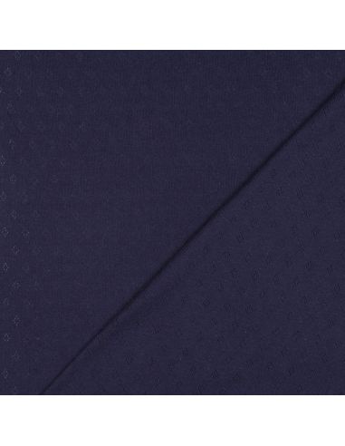 Pointelle knit jersey fabric - Navy blue