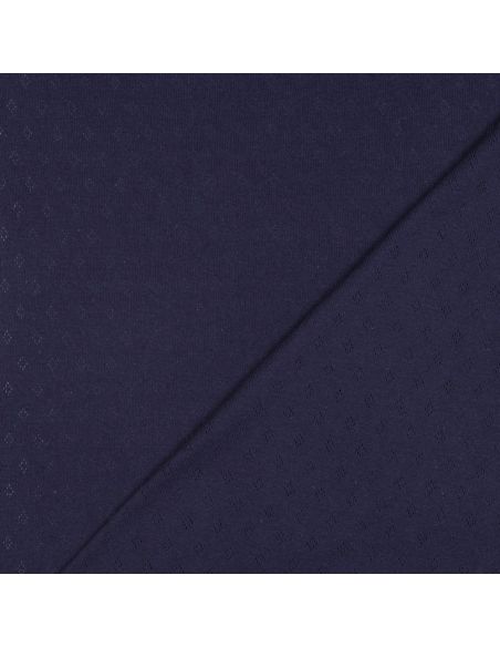 Pointelle knit jersey fabric - Navy blue