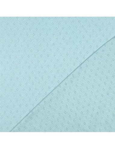 Pointelle knit jersey fabric - Light blue