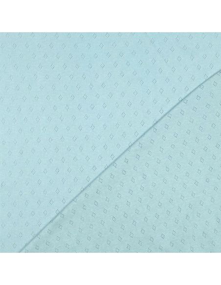 Pointelle knit jersey fabric - Light blue