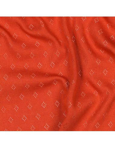 Pointelle knit jersey fabric - Brick