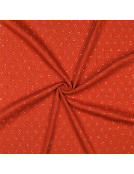 Pointelle knit jersey fabric - Brick