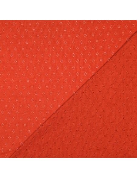Pointelle knit jersey fabric - Brick