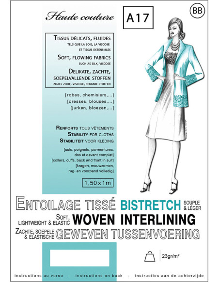 White woven bistretch fusible interfacing 1.0 x 1.5 m - Delicate fabrics