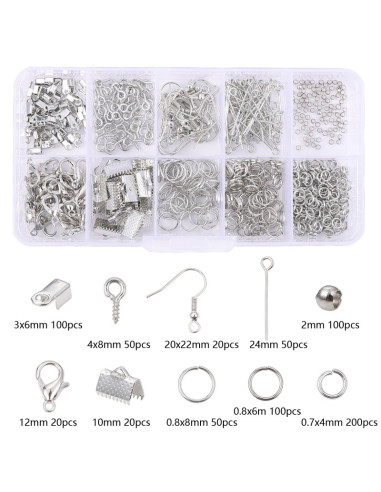 710-piece jewelry making kit - Rhodium