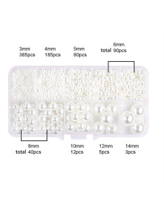 Box of 800 Pearlescent Beads - White