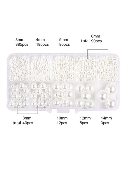 Box of 800 Pearlescent Beads - White
