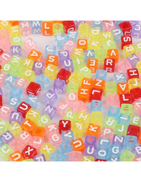 Bag of 100 square colored beads - White letters