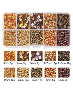 80g Box of Seed Beads and Sequins - Gold