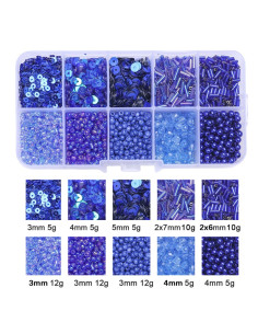 80g Box of Seed Beads and Sequins - Royal Blue