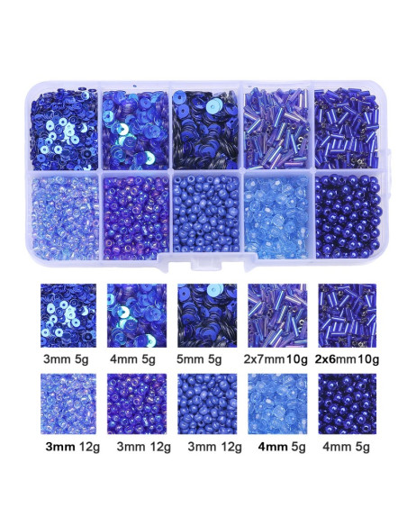 80g Box of Seed Beads and Sequins - Royal Blue