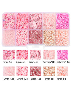 80g Box of Seed Beads and Sequins - Pink