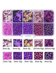 80g box of seed beads and sequins - Dark purple