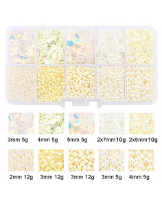 80g box of seed beads and sequins - Ivory