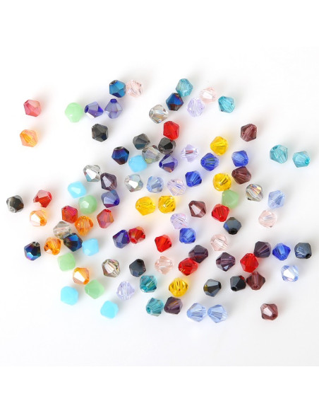 Bag of 100 faceted crystal beads 4 mm - Multicolor