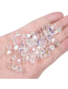 Pack of 10 square crystal beads 6 mm