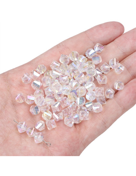 Pack of 10 crystal diamond beads 8x6 mm