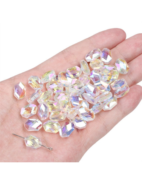 Pack of 5 crystal diamond beads 12x8 mm