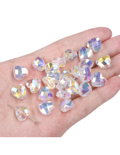Pack of 4 crystal heart beads 12 mm