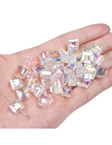 Pack of 5 square crystal diamond beads 10 mm