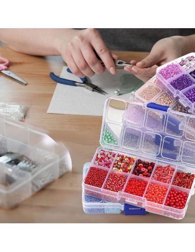 80g box of seed beads and sequins - White