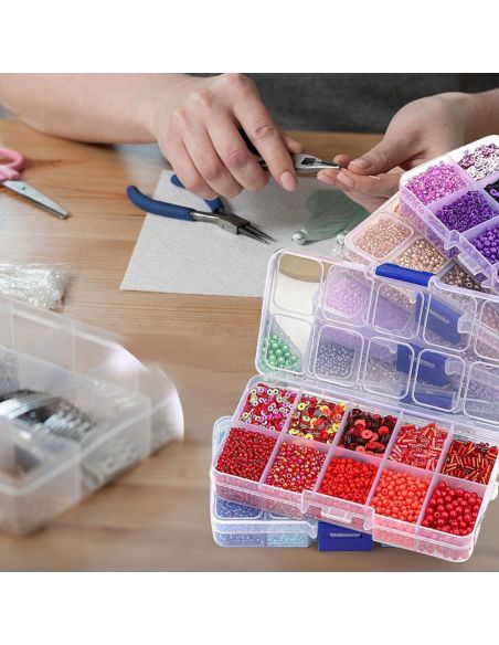 80g box of seed beads and sequins - Silver