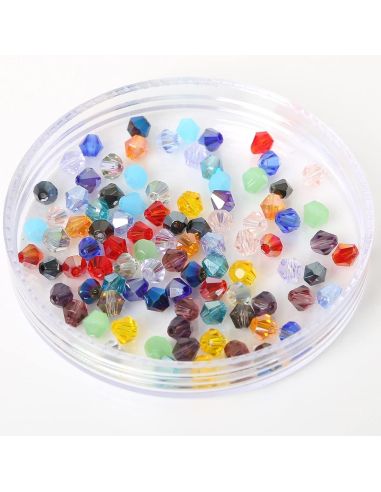 Bag of 100 faceted crystal beads 4 mm - Multicolor