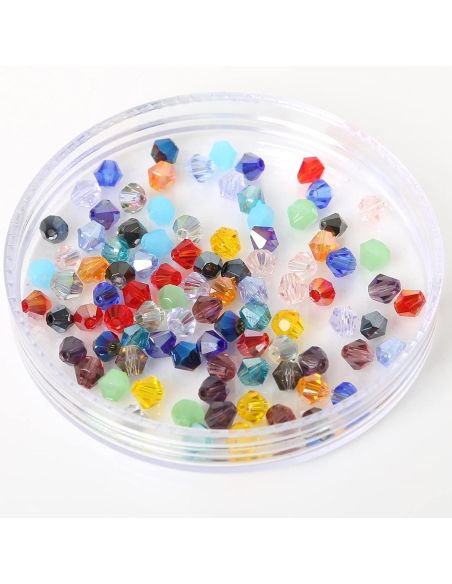 Bag of 100 faceted crystal beads 4 mm - Multicolor