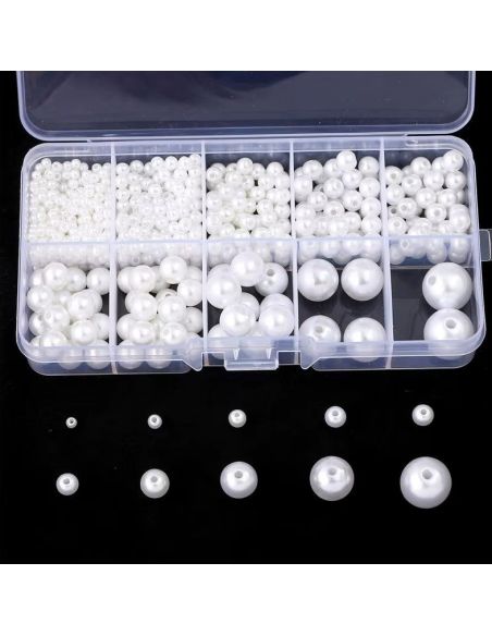Box of 800 Pearlescent Beads - White