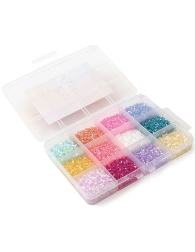 Box of 12 colors of 2 mm seed beads - Frosty Fizz