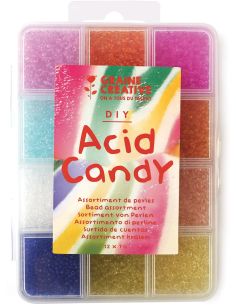 Box of 12 colors of 2 mm seed beads - Acid Candy