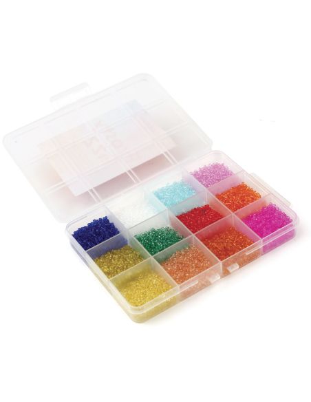 Box of 12 colors of 2 mm seed beads - Acid Candy